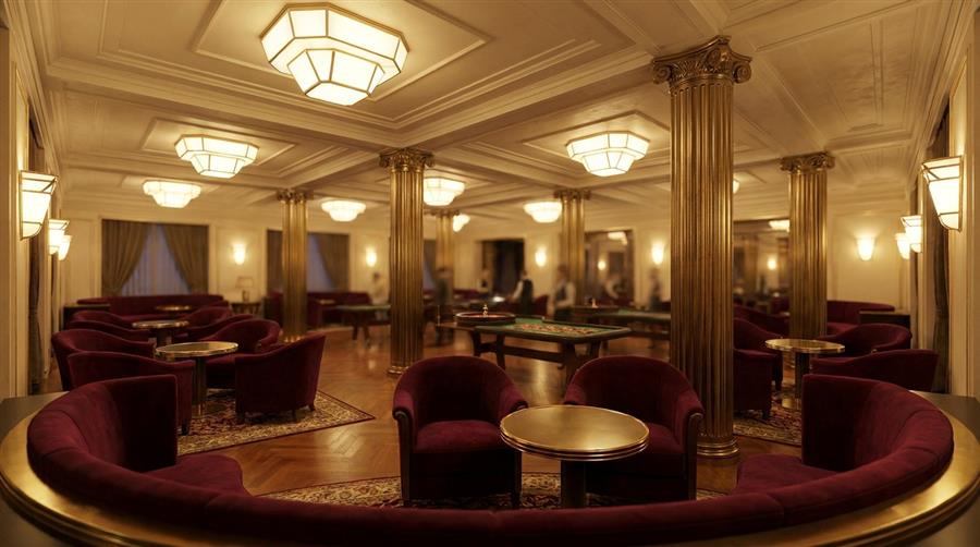 Wnetrze salonu gier w stylu art deco